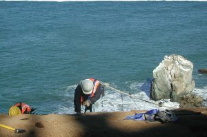 erosion control project on ocean cliff